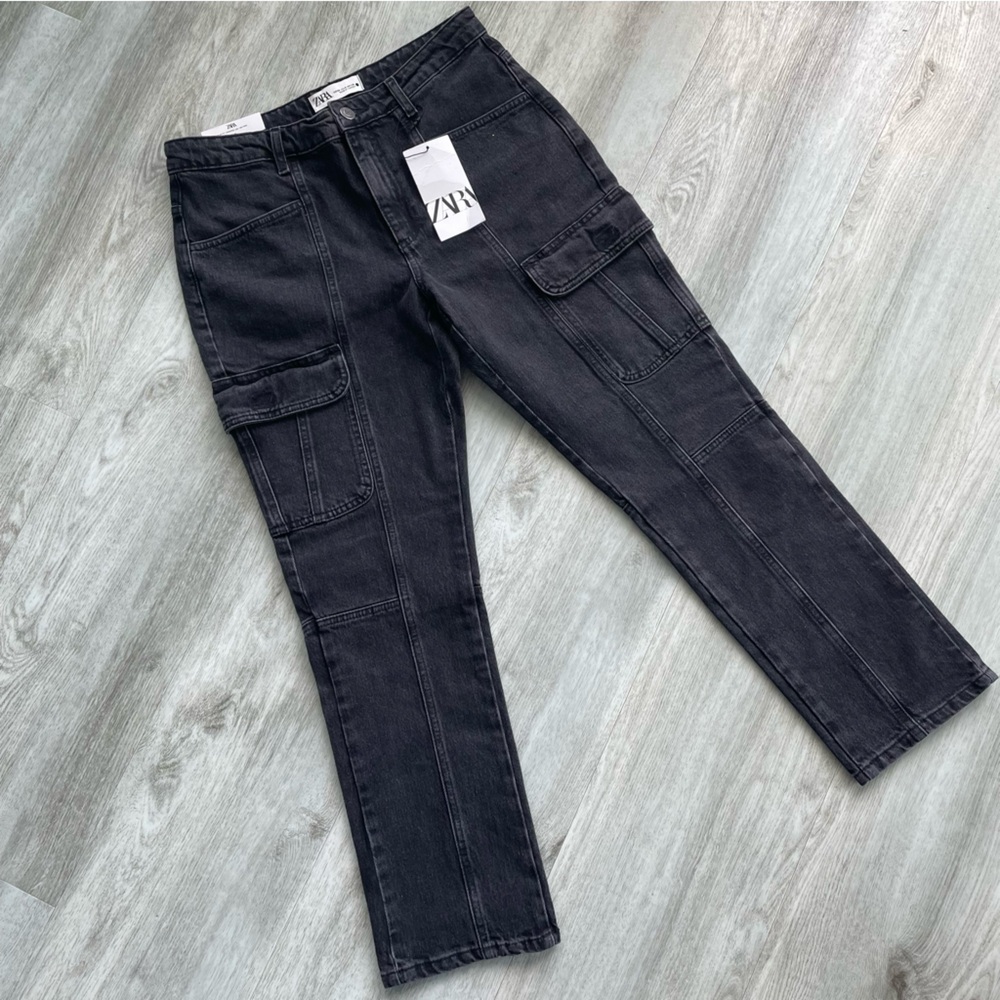 NWT 🦋 ZARA Washed Black “The Slim Cargo” | Size: 6 - Picture 12 of 13